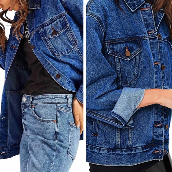 Oversized Vintage Boyfriend Denim Trucker Jacket - Picture 4 of 7